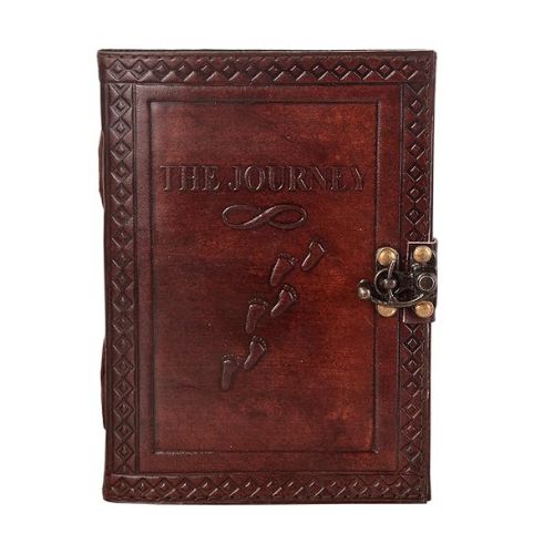 CraftShades-Handmade Leather Diary Embossed with star, journey &amp; double wolf Diary with Antique Lock for Artist Sketchbook, Scrapbook, Drawing, Writing etc .Size 5 * 7 inch (THE JOURNEY)