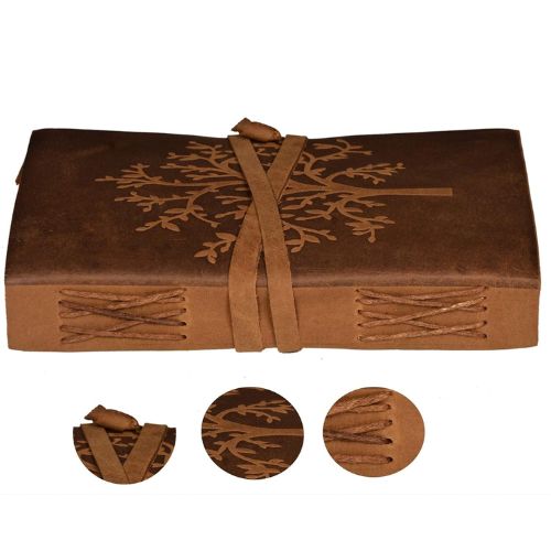 CraftShades - Tree Embossed Leather Diary, Brown Colour Antique Handmade Leather Bound Notepad for Men and Women 7 x 5 Inches, Gift for any one (VINTAGE TREE)