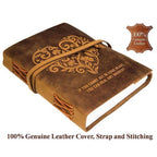 CraftShades - Leather Diary Heart with Quote Antique Handmade Leather Bound Notepad for Men and Women Unlined Paper Travel Diary and Notebooks to Write 7 x 5 Inches (Heart With Quote)