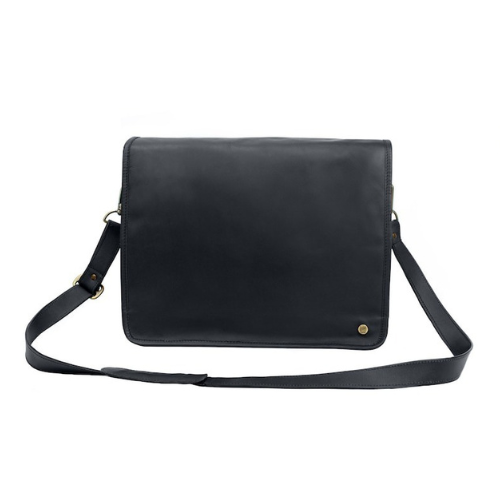 Craftshades – 10*13"Crossbody Handcrafted Small  Goat Leather messenger bag - Black | 100% Genuine Leather