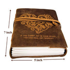 CraftShades - Leather Diary Heart with Quote Antique Handmade Leather Bound Notepad for Men and Women Unlined Paper Travel Diary and Notebooks to Write 7 x 5 Inches (Heart With Quote)