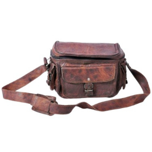 Craftshades - 9 Inch Unique Handcrafted Leather Camera Bag | 100% Genuine Leather