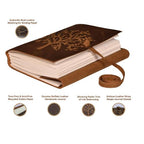 CraftShades - Tree Embossed Leather Diary, Brown Colour Antique Handmade Leather Bound Notepad for Men and Women 7 x 5 Inches, Gift for any one (VINTAGE TREE)