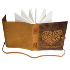 CraftShades - Leather Diary Heart with Quote Antique Handmade Leather Bound Notepad for Men and Women Unlined Paper Travel Diary and Notebooks to Write 7 x 5 Inches (Heart With Quote)