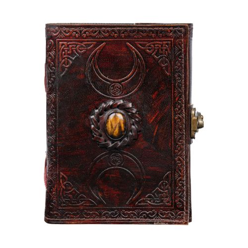 CraftShades - Leather Diary for Men &amp; Women with Semi Precious Stone &amp; Antique Buckle Lock, 240 Unlined 125 GSM Thick Papers Best for Artist Scrapbook, Drawing, Writing Size 5×7 inch (Brown)