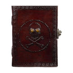 CraftShades- Handmade Leather Diary Embossed with Skull. Antique Lock Closure. Pefect for Artist Sketchbook, Scrapbook, Drawing, Writing etc. Brown Colour Size 5×7 inch (Skull)