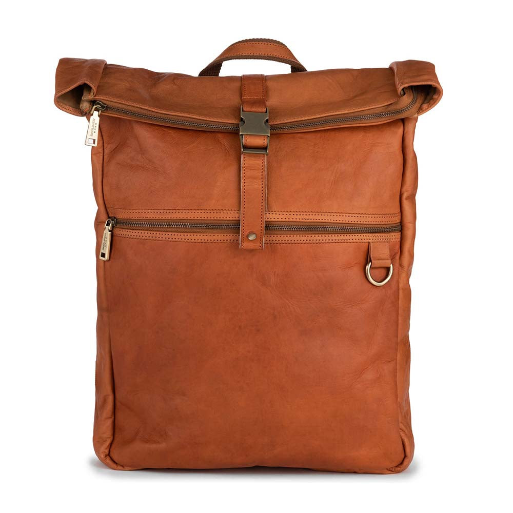CraftShades Vintage Style Leather Backpack with Snap Buckle Closure
