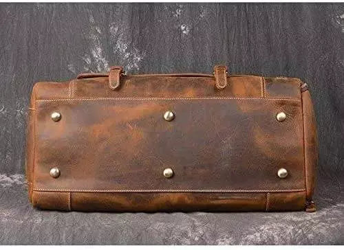 Buffalo Leather Duffle Bag with Shoes Compartment