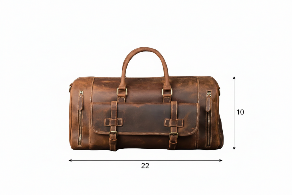 Buffalo Leather Duffle Bag with Shoes Compartment