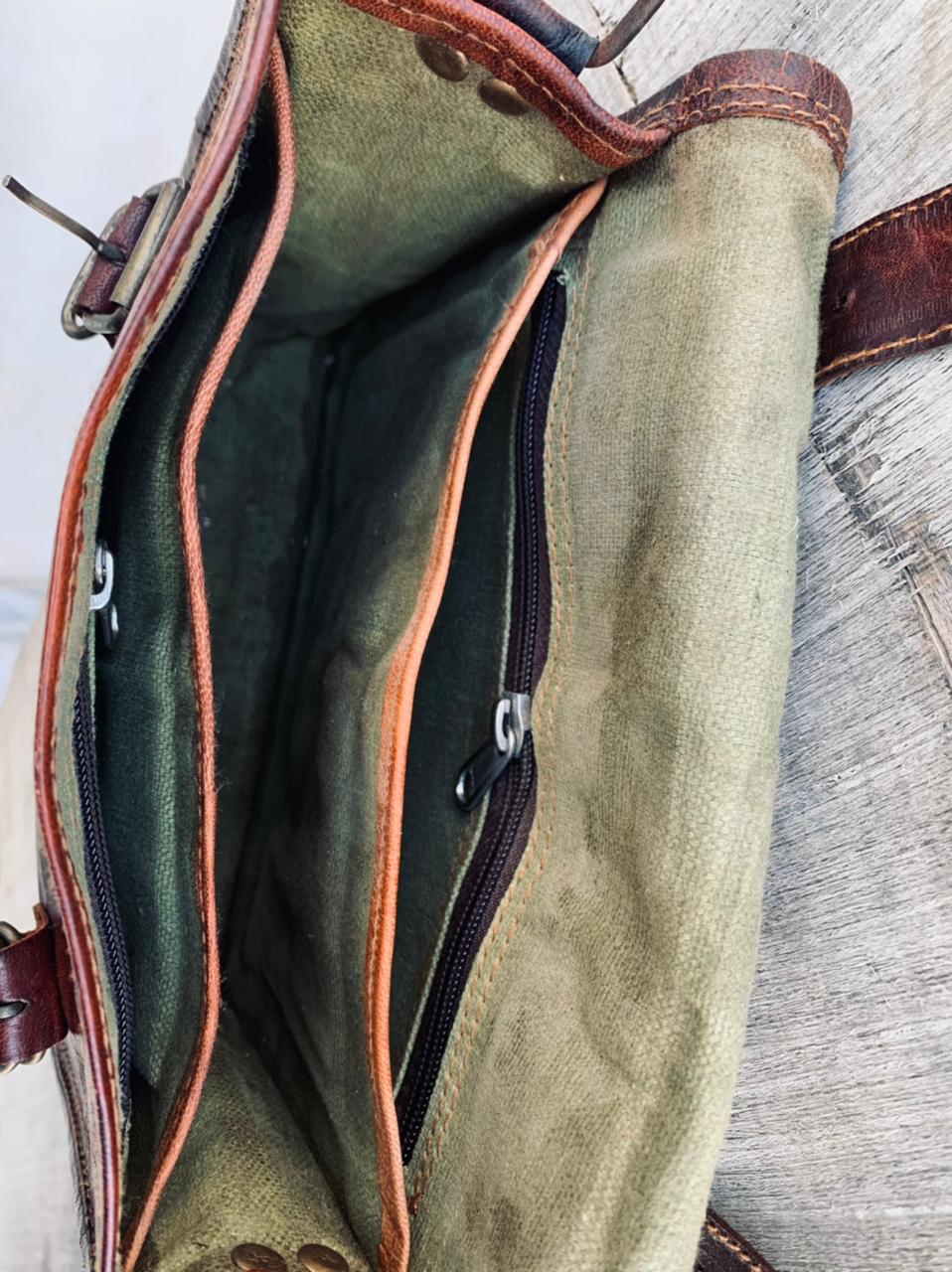 Craftshades - 13 inch Handcrafted Front Pocket Leather Bag for Unisex | 100% Genuine Leather