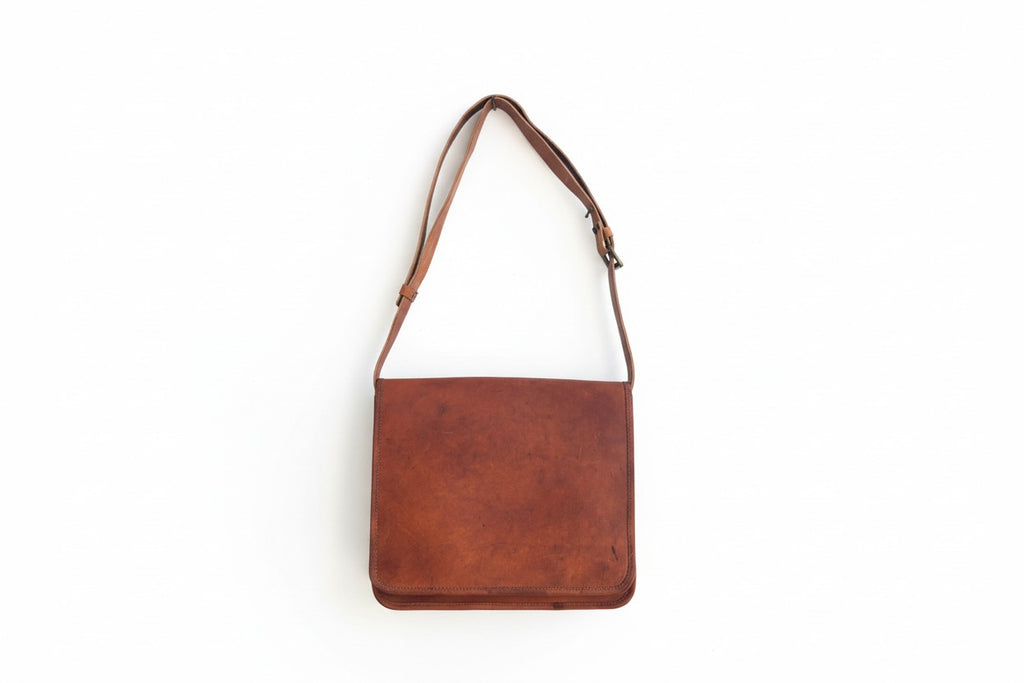 Craftshades – Vintage Plain Handcrafted Leather Laptop Bag | 100% Genuine Leather