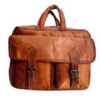 Craftshades – 11*15″ Double Pocket Handcrafted Laptop Messenger Goat Leather Bag | 100% Genuine Leather