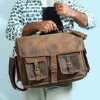 CraftShades 16 Inch Buffalo Leather Messenger Laptop Bag