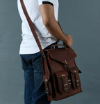 Craftshades – 12 x16 Inch 4 Pockets Dark Brown Handcrafted Leather Backpack | 100% Genuine Leather