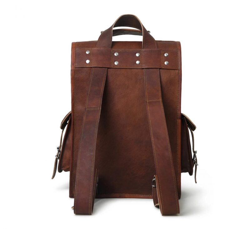 Craftshades 11×15″ 4 Pocket Handcrafted Leather Backpack – Dark Brown