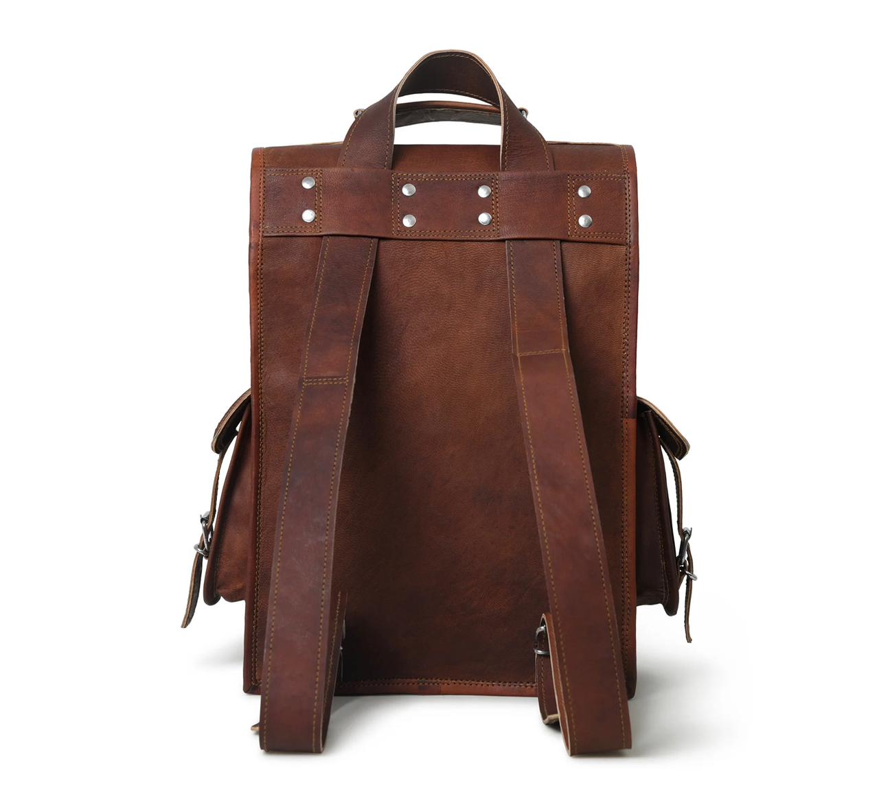 Craftshades – 12 x16 Inch 4 Pockets Dark Brown Handcrafted Leather Backpack | 100% Genuine Leather