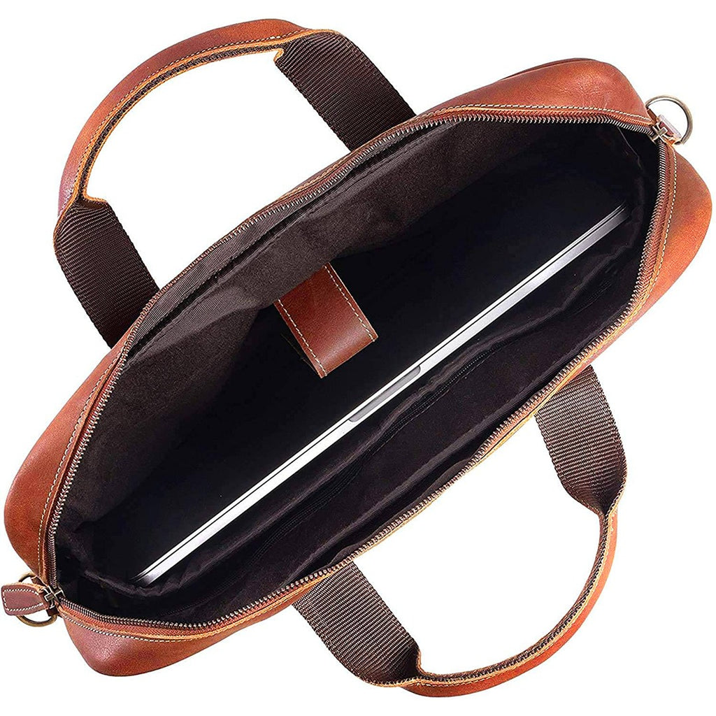 CraftShades: Buffalo Leather briefcase 12*16 Inch Laptop Messenger Bags for Men and Women Best Office School College briefcase Satchel Bag
