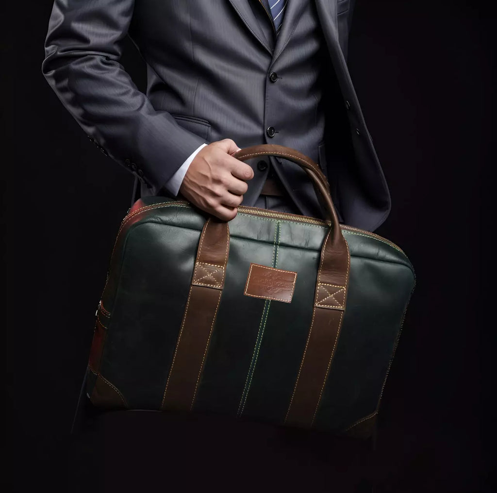 Buffalo leather Briefcase- Green bag