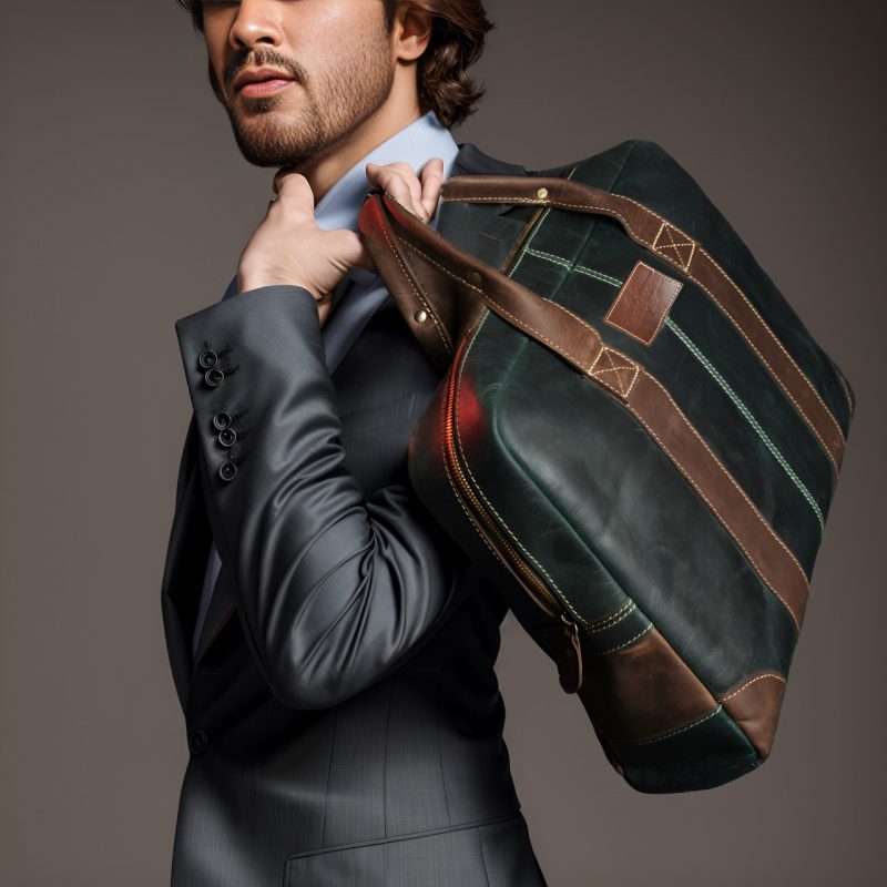 Buffalo leather Briefcase- Green bag