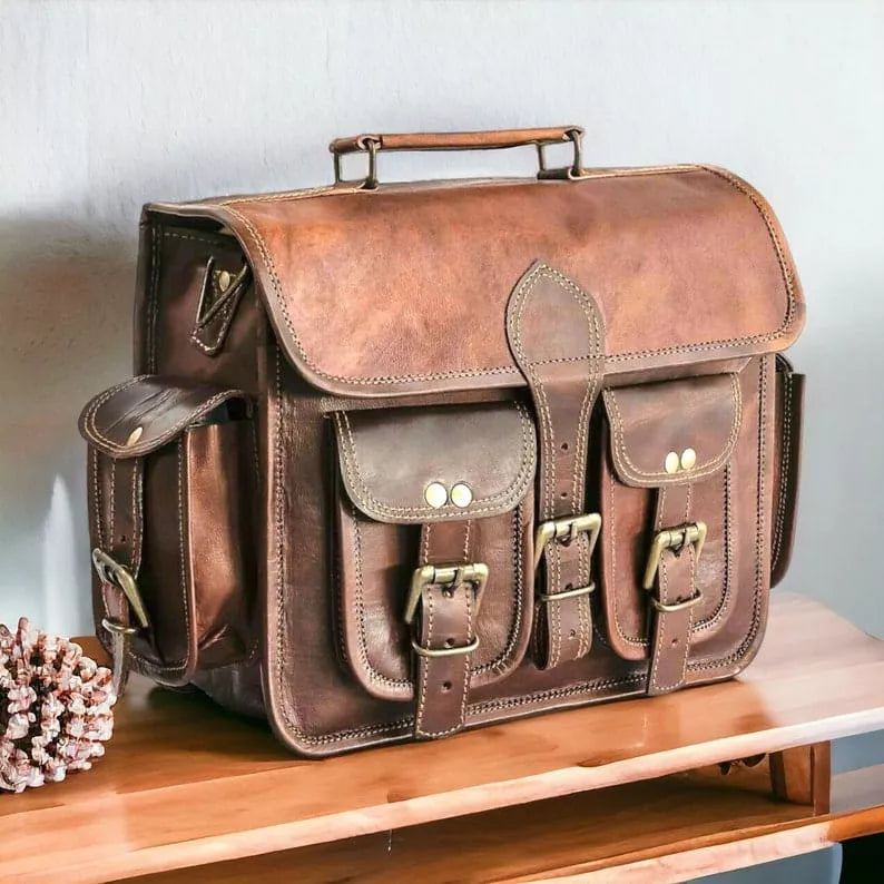 Craftshades Double Pocket Goat Leather Office Bag