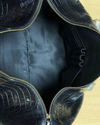 Forest Black Embossed Genuine Leather Duffle Bag