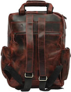 Cherry Brown Leather Travel Backpack