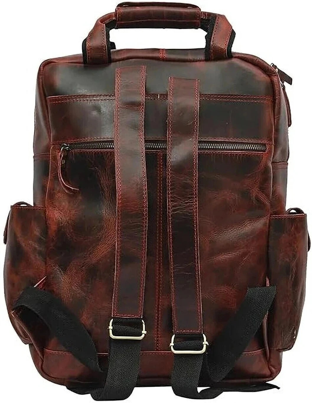 Cherry Brown Leather Travel Backpack