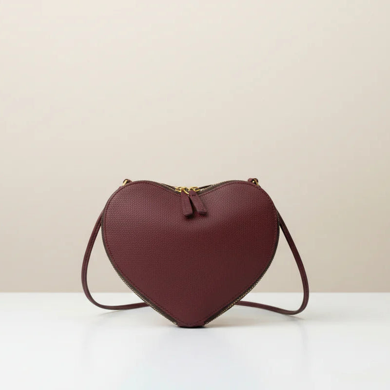 Maroon/Wine Red Heart Sling Bag