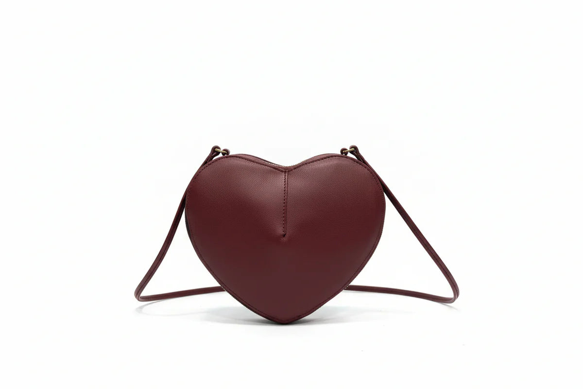 Maroon/Wine Red Heart Sling Bag