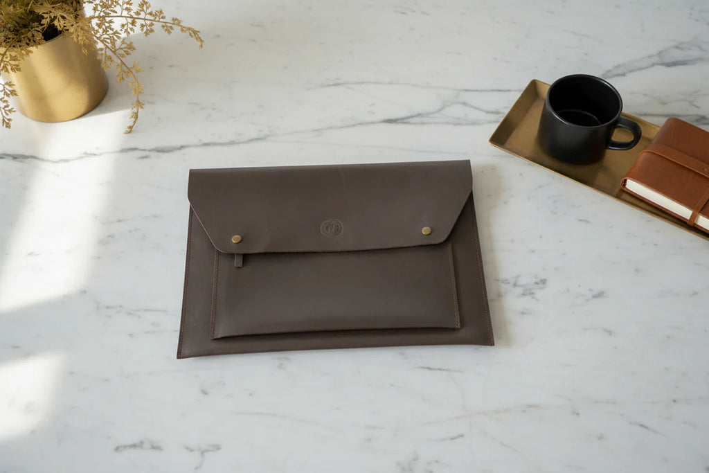 Premium Leather Sleeve Bag-Dark Brown