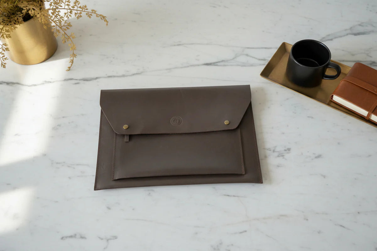 Premium Leather Sleeve Bag-Dark Brown