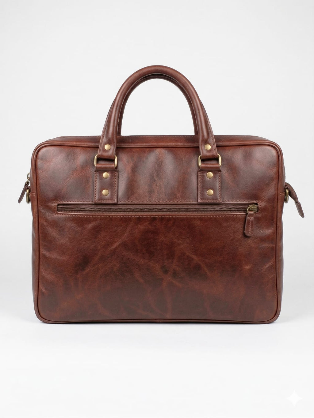 Craftshades 16″ Double Strip Handcrafted Goat Leather Briefcase – Brown | 100% Genuine Leather
