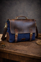 Canvas Messenger Bag - Blue