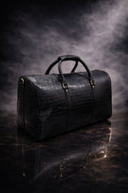 Forest Black Embossed Genuine Leather Duffle Bag