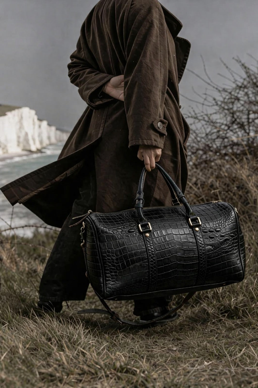 Black Leather Duffle Bag