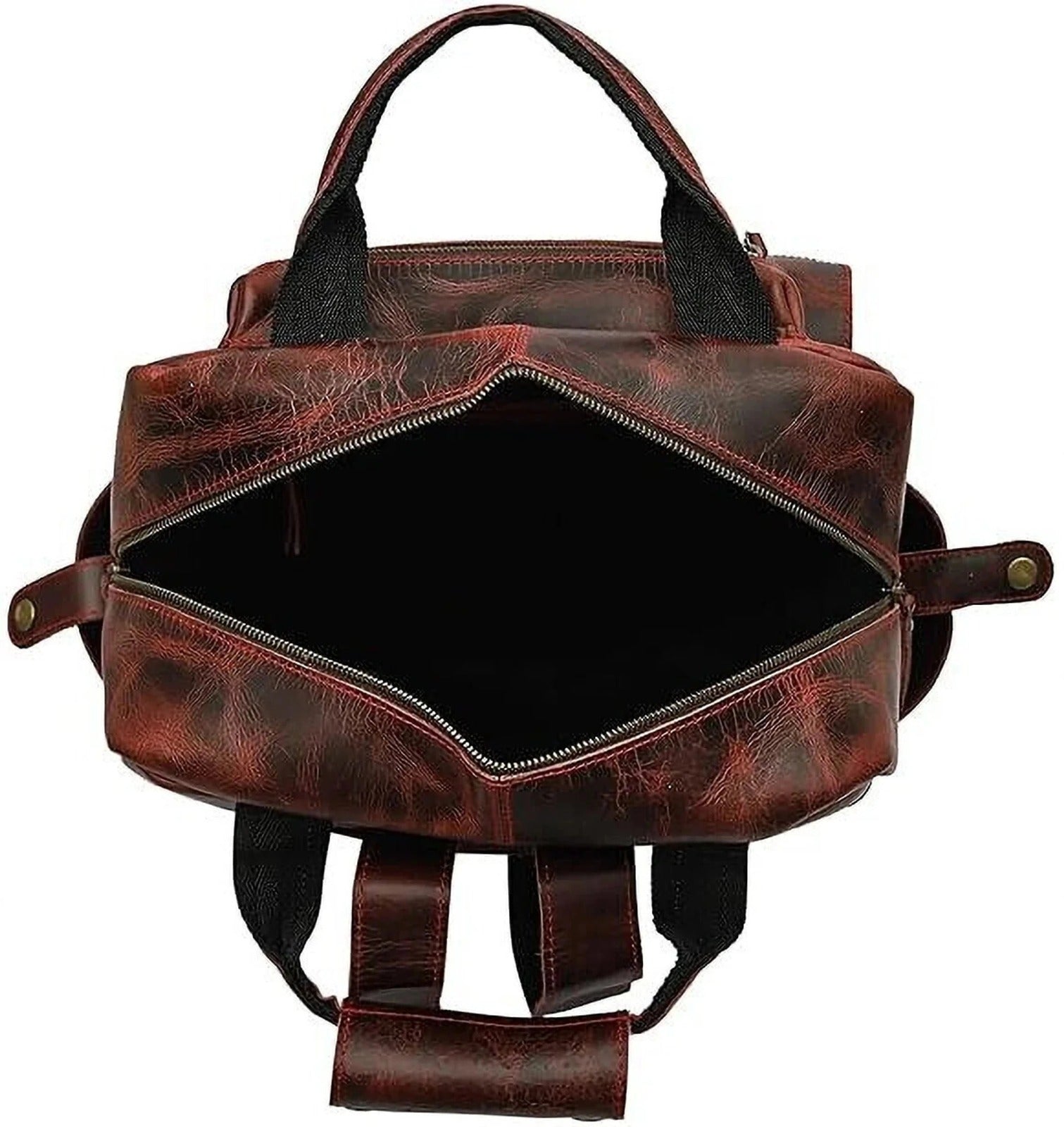 Cherry Brown Leather Travel Backpack