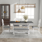 Mid-Century 6-Piece Trestle Dining Set with Victorian Upholstery