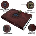 Craftshades – Metal Lock Single Stone Brown Embossed Design 7″5 Handcrafted Leather Journal/Diary 200 page | 100% Genuine Leather
