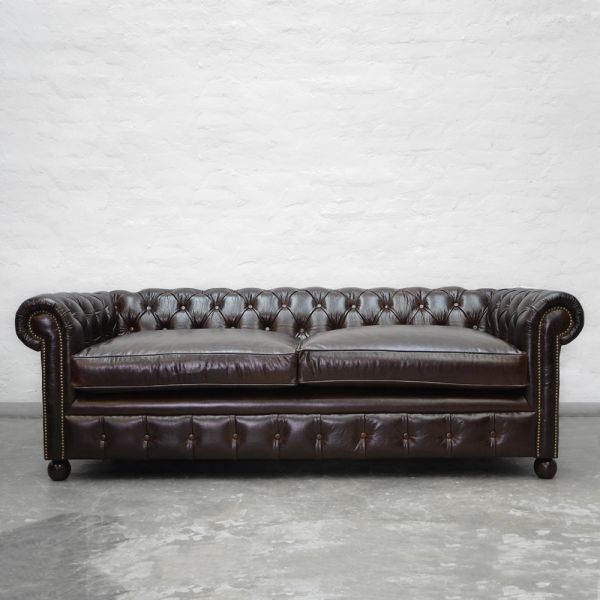 Craftshades Earle Chesterfield Tobacco Brown Leather Sofa 2 Seater