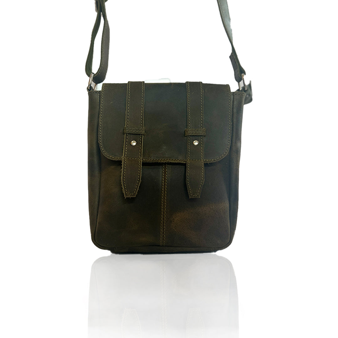 Craftshades Genuine Buffalo Leather Double Strip Crossbody (Green)