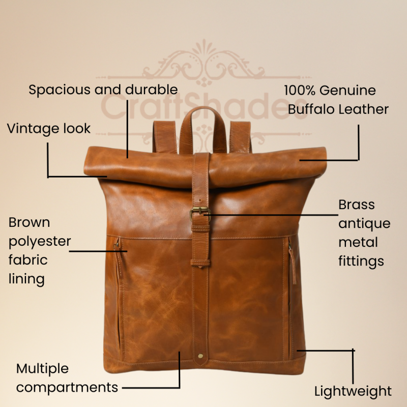 Craftshades - Handcrafted Buffalo Leather Backpack