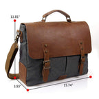 Craftshades 11x15 Canvas & Genuine Goat Leather Laptop Bag