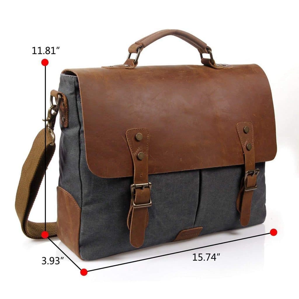 Craftshades 11x15 Canvas & Genuine Goat Leather Laptop Bag