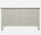 Bone Inlay Chest of 7 Drawers Geometric Design in Grey Color