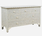 Bone Inlay Chest of 7 Drawers Geometric Design in Grey Color (Copy)