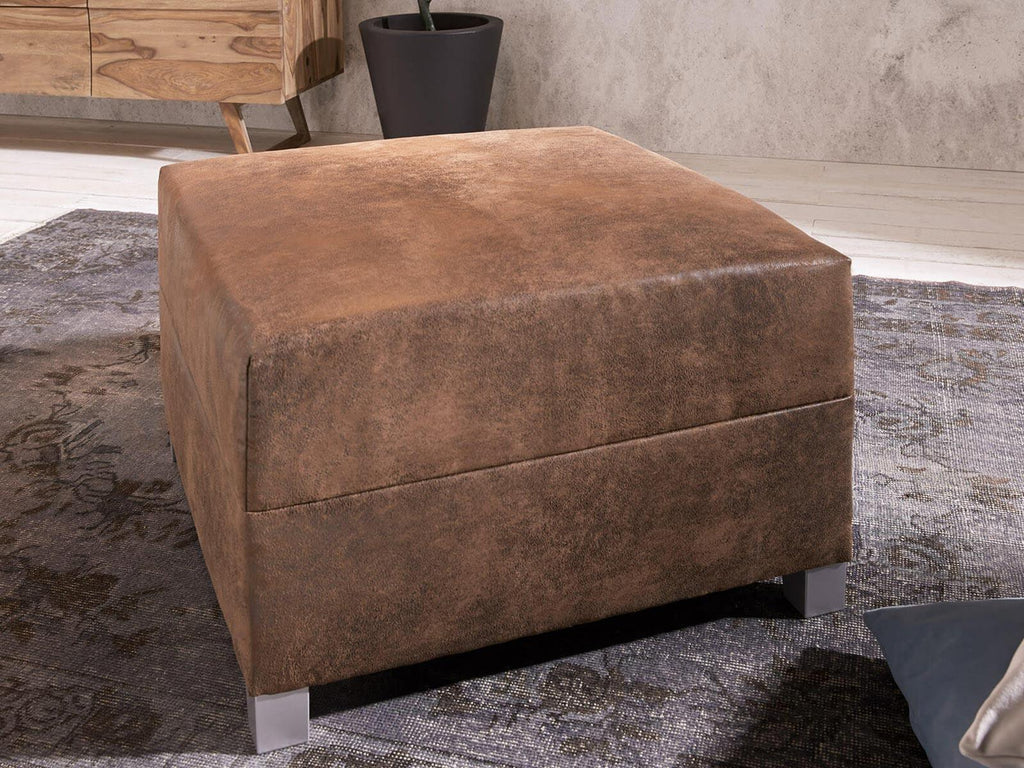 Craftshades Vintage Brown Buff Leather Ottoman