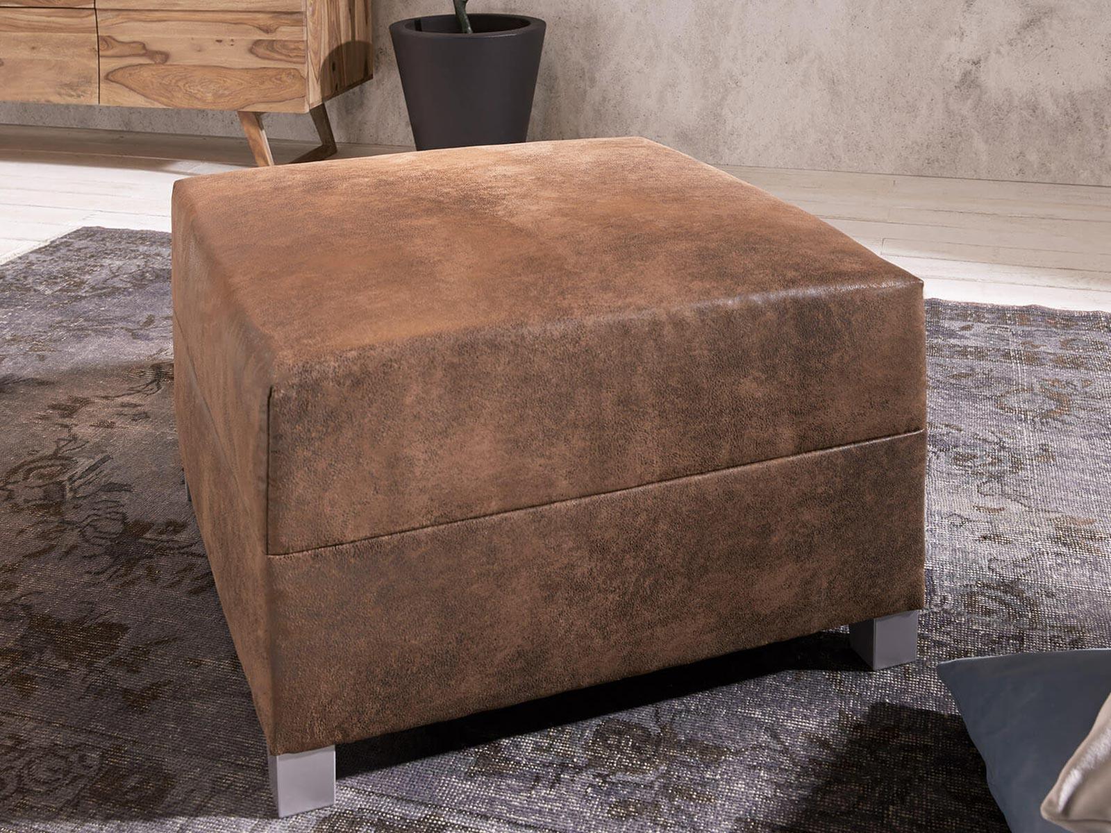 Craftshades Vintage Brown Buff Leather Ottoman