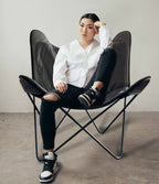 Butterfly Chair black chair Goat leather