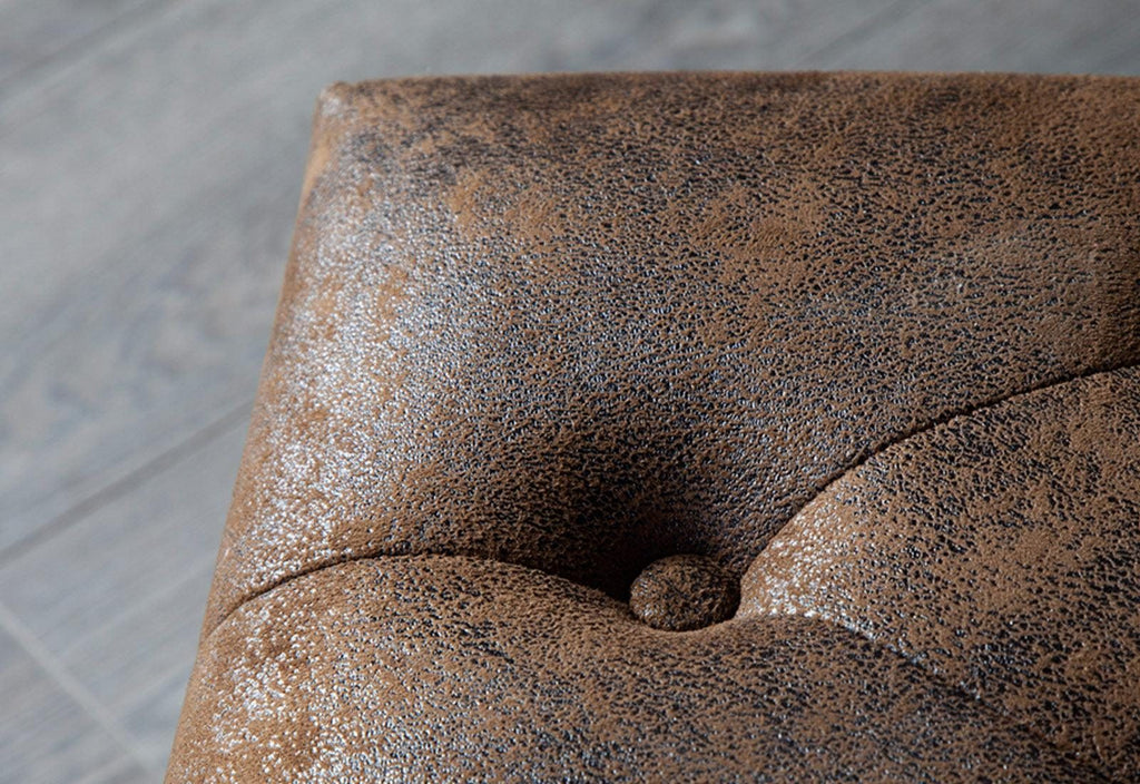 Craftshades Chesterfield Buff Leather Ottoman