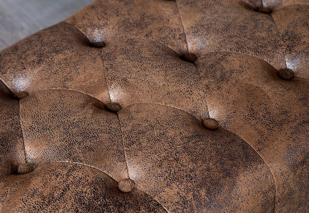 Craftshades Chesterfield Buff Leather Ottoman